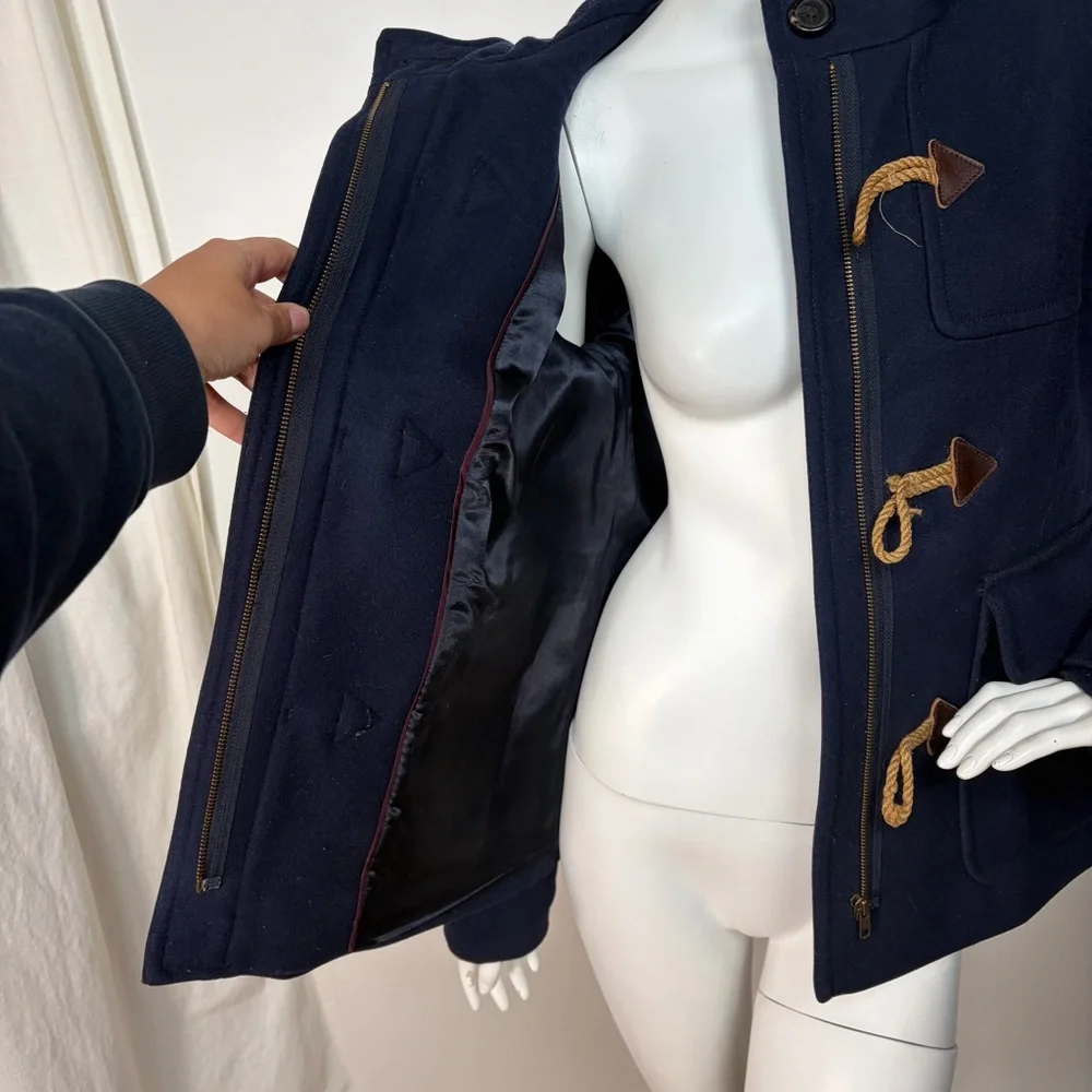 J. Crew Melton Wool Toggle Button Coat Navy - Picture 6 of 8